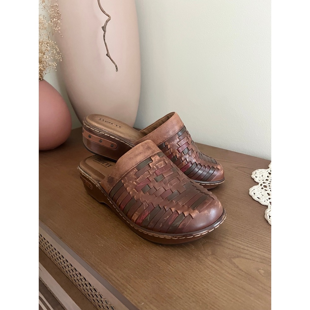 Vintage Born Woven Leather Clogs